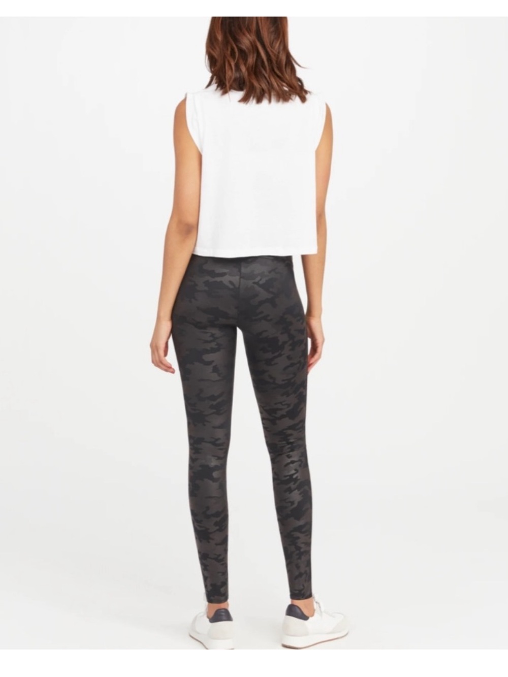 SPANX Faux Leather Camo Leggings Matte Black High Rise Size S NWT - Picture 2 of 9